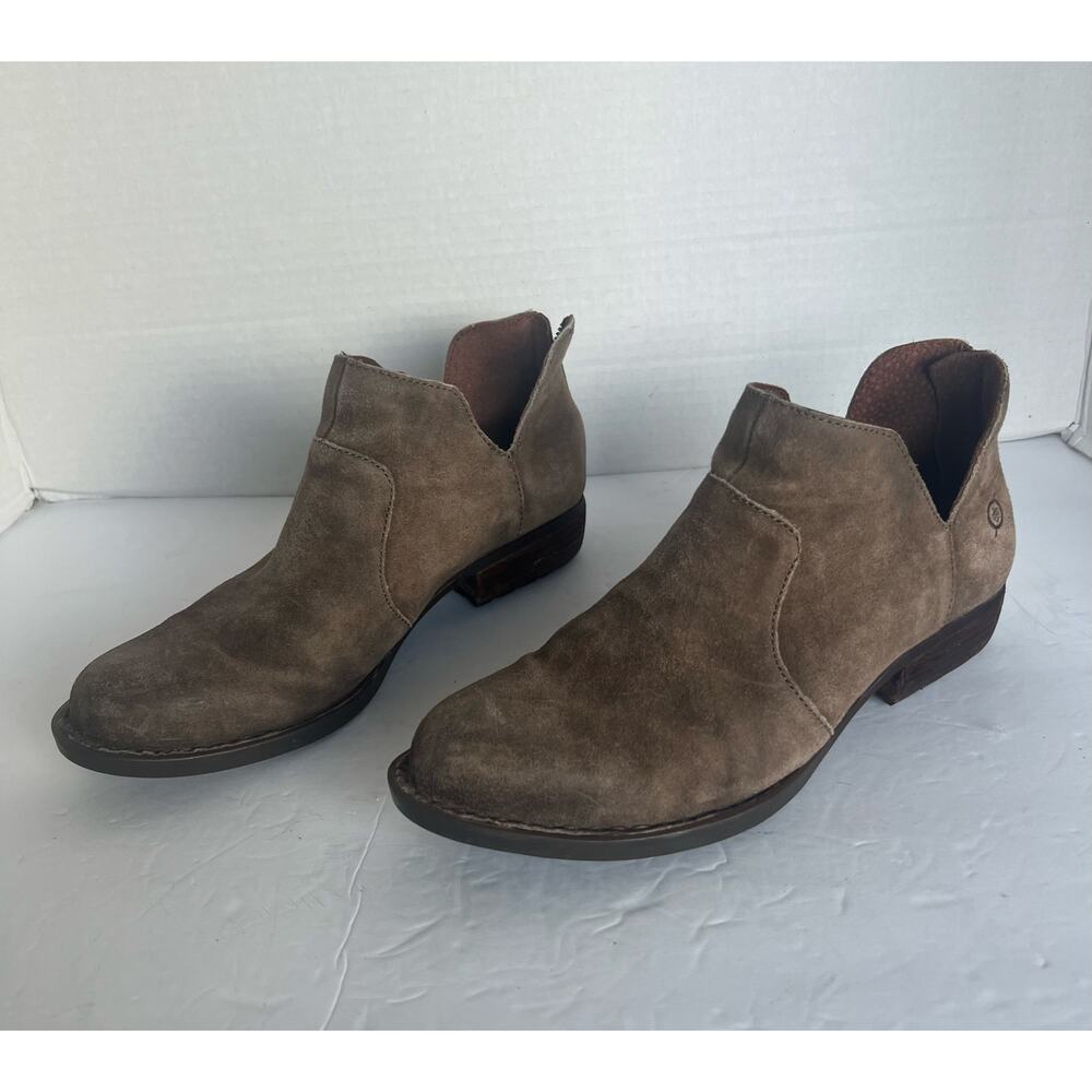 Born Distressed Brown Leather Western Ankle Comfort Rubber Sole Bootie Boots 8.5